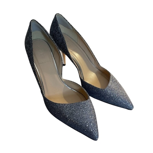 NWOT Jcrew Elsie made in Italy silver glitter metallic and tweed pump - Picture 6 of 9